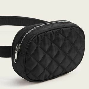 Quilted Black Crossbody Waist Bag Pouch